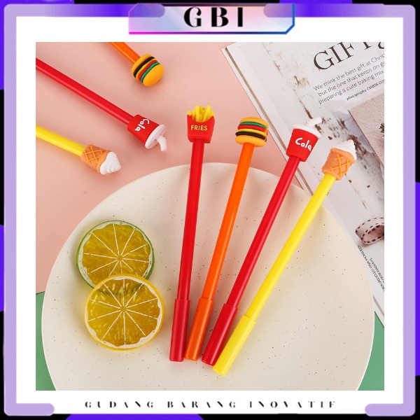 

GBI Pen Karakter Model Junk Pena Fast Food Pena Karakter Lucu Food Burger Soda Cola French Fries Pen Karakter