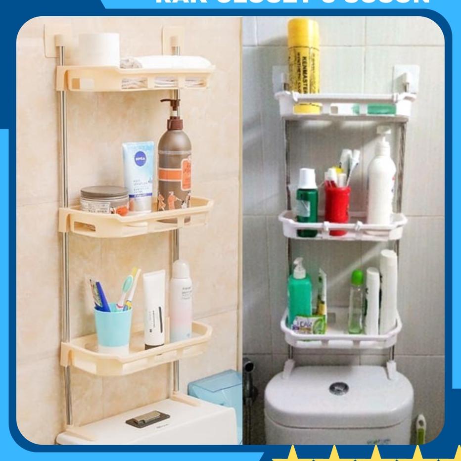 Rak Toilet 3 Susun Rak Closet Sabun Organizer Kamar Mandi Plastik