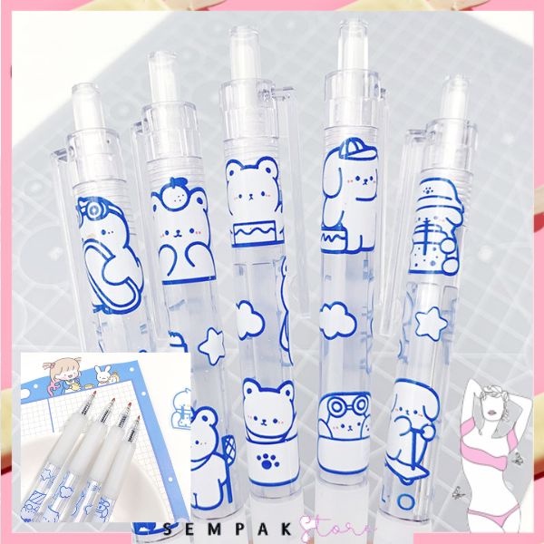 

SS Pulpen Lucu Aesthetic Motif Bear Pena Gel 0.5mm Warna Hitam Pen Tinta Gel Mekanik Ujung Lancip Bolpoin Cetek Cetekan Alat Tulis Kantor Cute Ballpoint School Stationery ATK Murah
