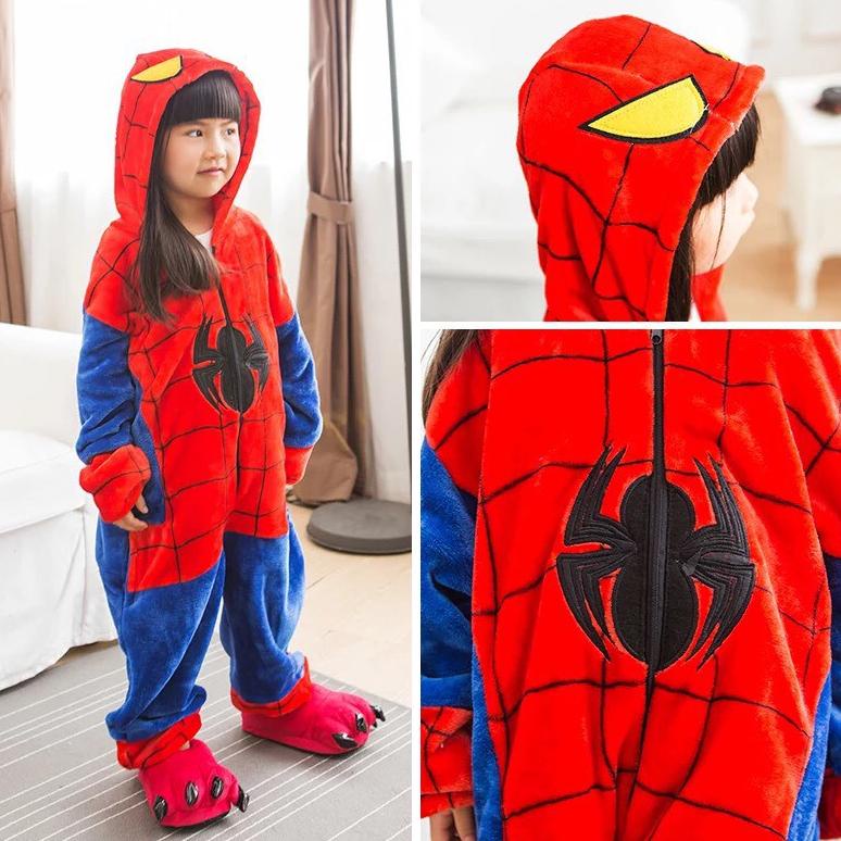 PROMO BAJU ONESIE SPIDERMAN AVENGERS SUPERHERO KOSTUM PIYAMA ANAK
