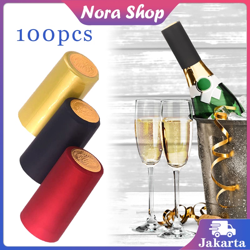 Isi 100 Tutup Botol Wine Plastik Shrink Segel Tutup Botol Segel Botol Segel Pvc Anggur Madu