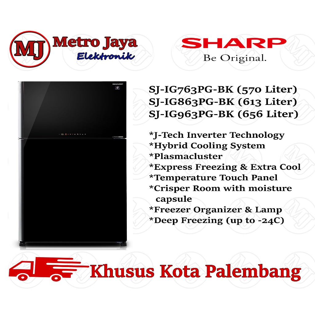KULKAS 2 PINTU SHARP SJ-IG963PG-BK GRAND VETRO INVERTER SJIG 963 PGBK