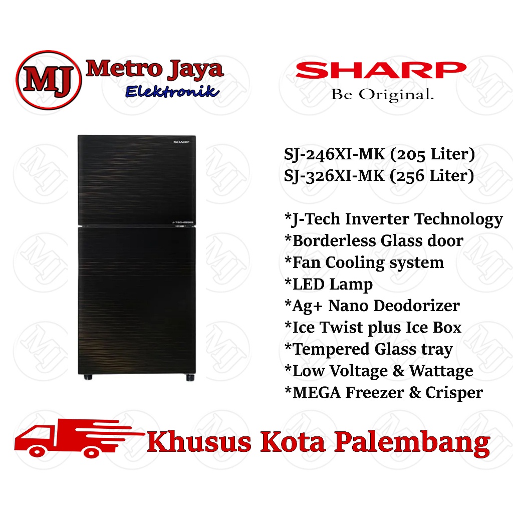 KULKAS 2 PINTU SHARP SJ-246XI-MK INVERTER - 205 LITER SJ 246 XIMK