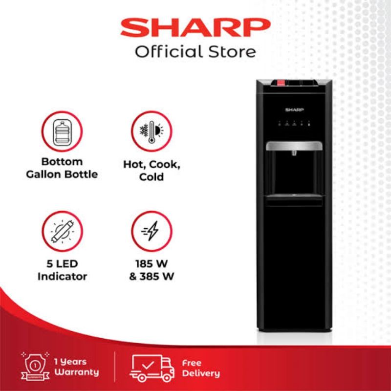 Dispenser galon bawah Sharp SWD-66EHL-BP/BS Galon bawah SWD 66 EHL