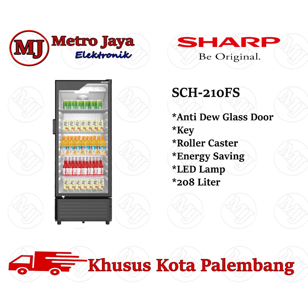 SHOWCASE SHARP SCH 210 FS Kulkas Minuman 3 rak kulkas minuman sharp