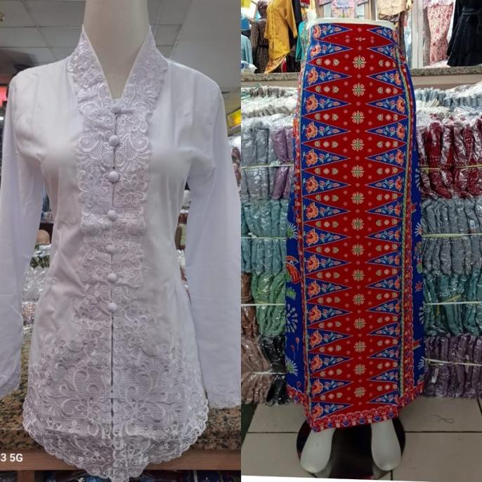 Set Baju Kebaya Encim Bordir Polos / Kebaya Wanita Modern