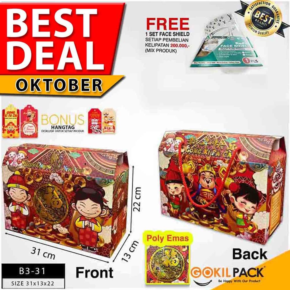 

Sale !! Kotak Imlek|Box Hampers Imlek|Box Imlek|Gable Cny|Uk.31X13X22.5|B3-31 Terlaris