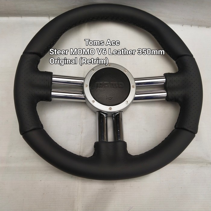 {Second} Stir Momo V6 Leather 350mm Steering Wheel Italy Setir Original 14 Berkualitas