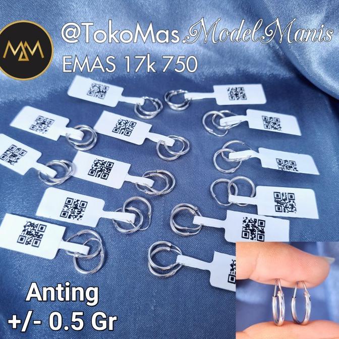 Anting Bayi Ring Plos Emas Putih 750 Kadar 17K Kualitas Premium