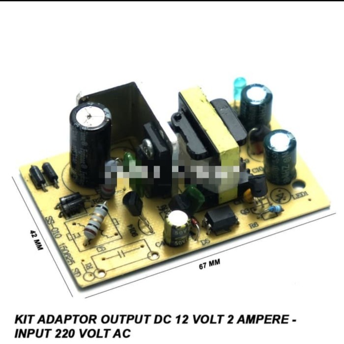 kit adaptor output dc 12v 12volt 12 v volt 2a 2ampere telanjang
