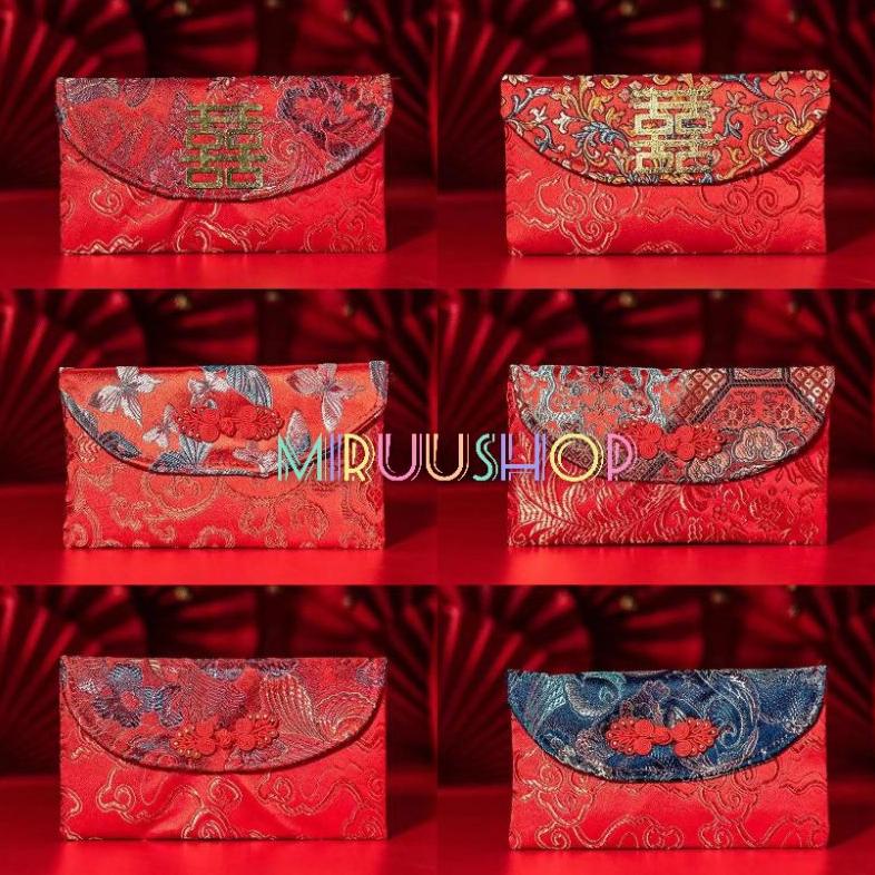 

New Stok Angpao Dompet Kain Sangjit Shuangxi Imlek Hoki High Quality Terlaris