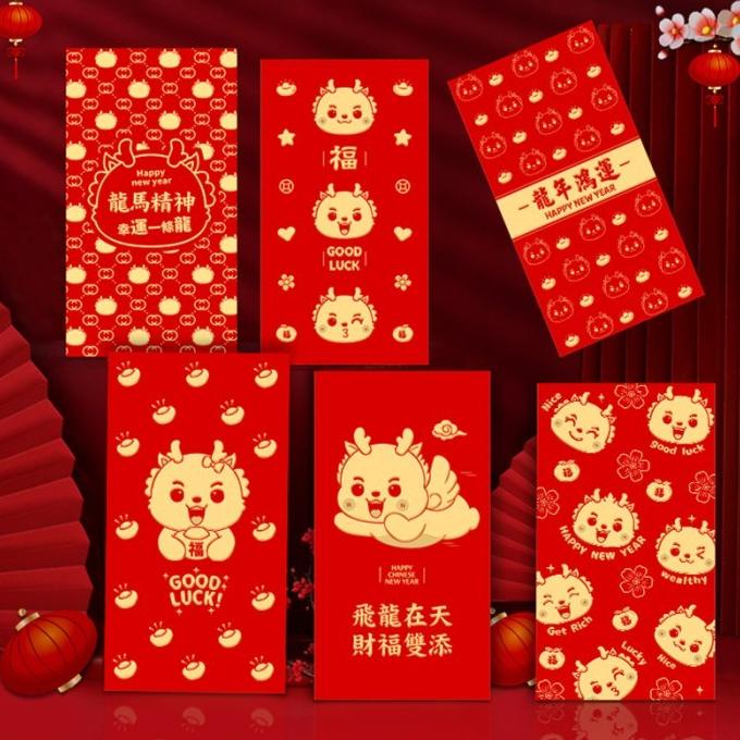 

Angpao Naga 2024 Isi 6 Merah Angpau Panjang Ampau Imlek Murah Grosir Original