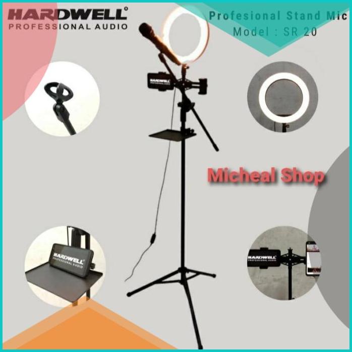 stand Mic Hardwell SR 20 live /Stand Hp Tripod Hp live Lampu streaming