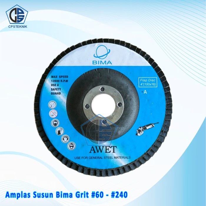 Amplas Susun 4" Bima Grit #A 60 - 240 Flap Disk 4 in Amplas Susun