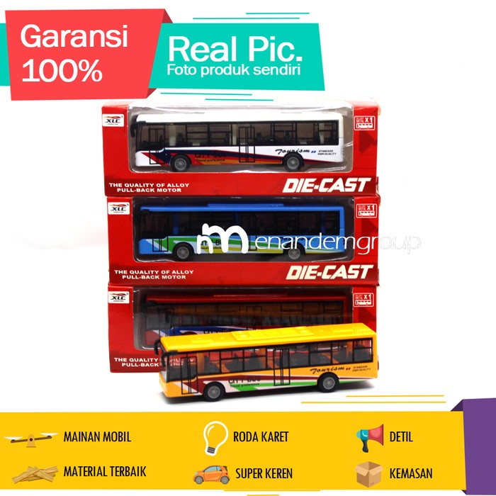 TERLARIS Diecast Miniatur Mainan Anak Mobil Bus Super Mania Pull Back