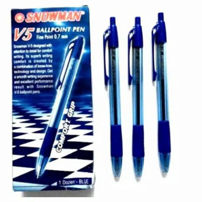 

Diskon !!! Januari Termurah Snowman V-5 0.7Mm Bolpen Pena Biru Blue Cetek Cetrek 1Pack / 12Pcs - Siap Kirim