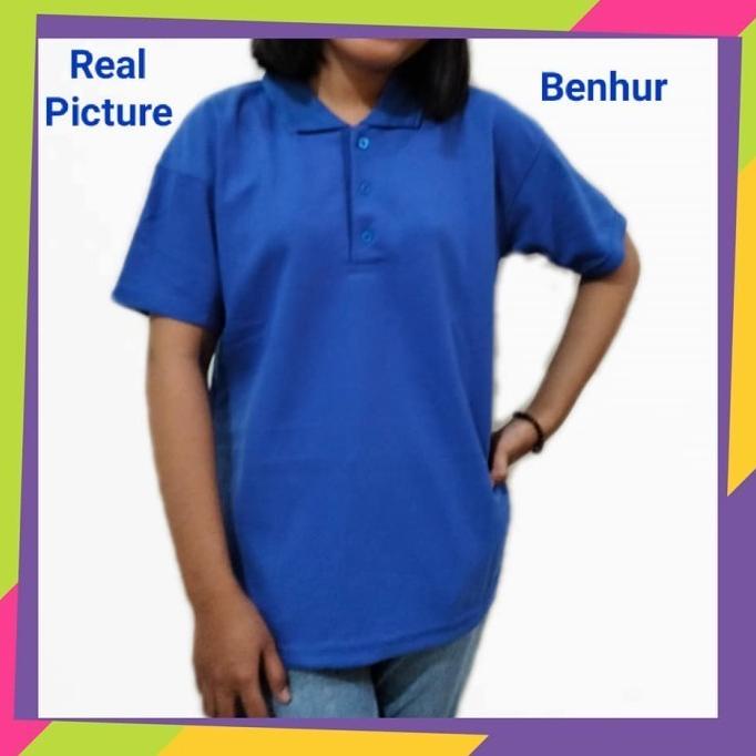 Kaos Kerah Wanita Biru Benhur /Kaos Polo Polos Winstar Wanita Biru Tua
