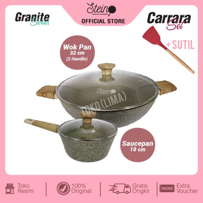 Promo Wok Pan 32Cm Steincookware Paket Carrara Set Sauce Pan 18Cm Stein Onyx