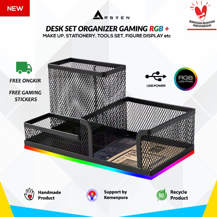 

Stand Rak Desk Gaming Organizer RGB/Alat Tulis Desk Stationary DIY