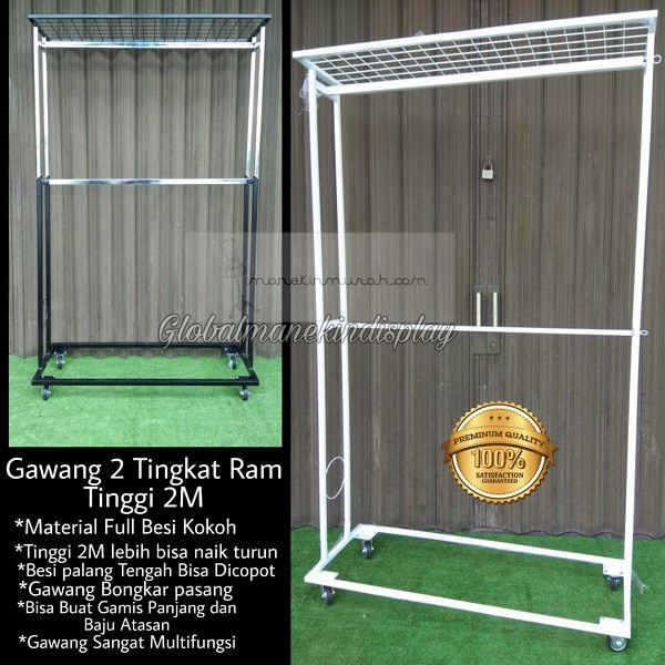 GAWANG BAJU 2 TINGKAT - GAWANG BAJU DARI BESI - TINGGI 2M
