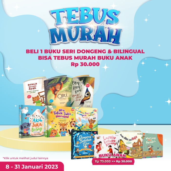

Jual!! Paket Tebus Buku Cerita Anak Seri /Seri Bilingual