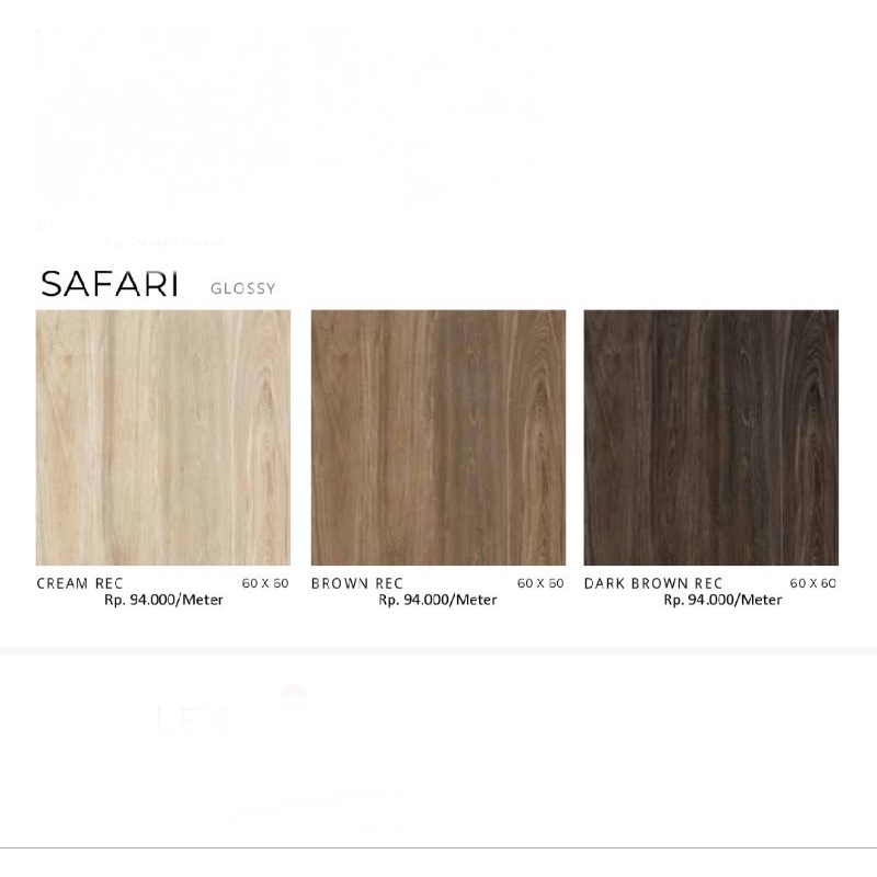 Keramik Glossy Motif Kayu Warna Cream/Coklat/Coklat Tua Safari Ukuran 60x60 by Platinum/Keramik Kual