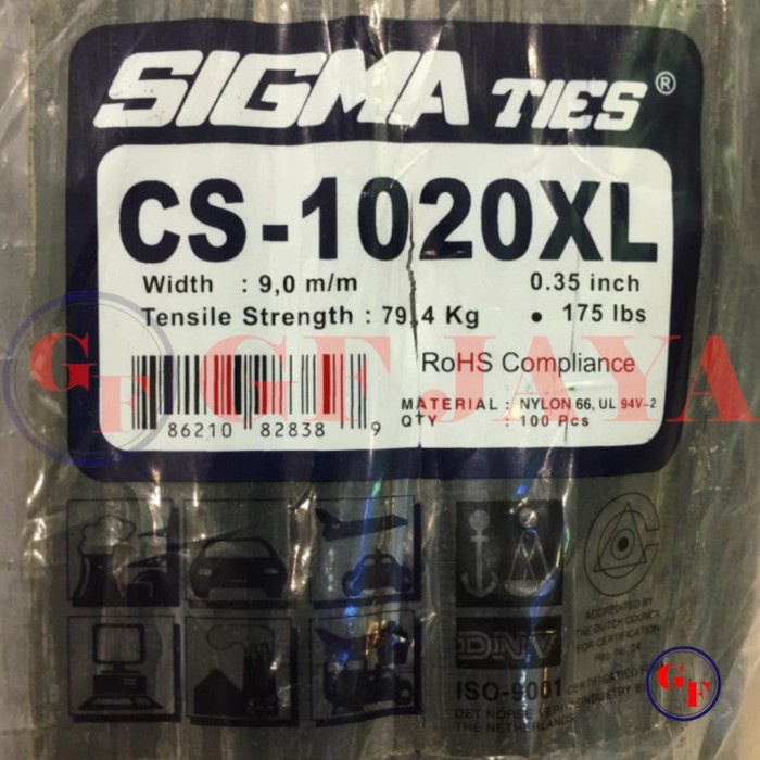 

Kabel Ties / Tis Sigma Cs 1020 Xl / 100Cm / 1 M Hitam / Putih Cs1020Xl