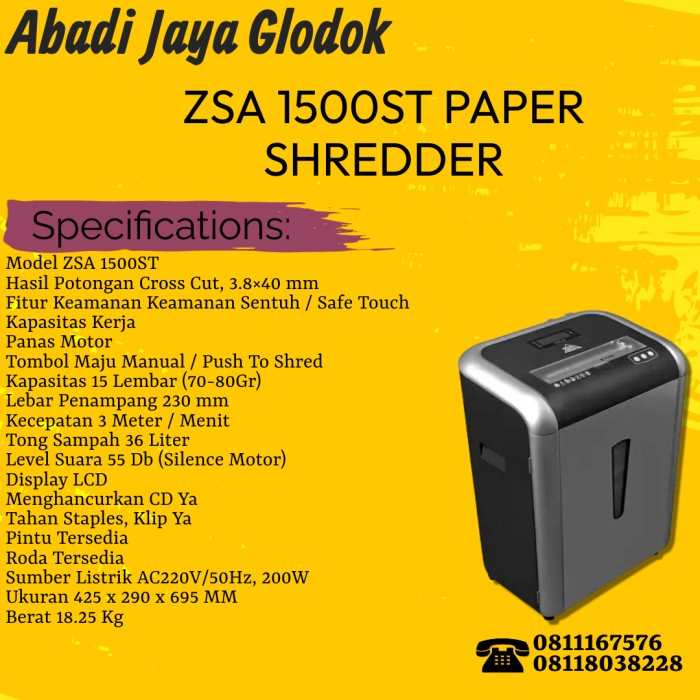 

Zsa 1500St Paper Shredder