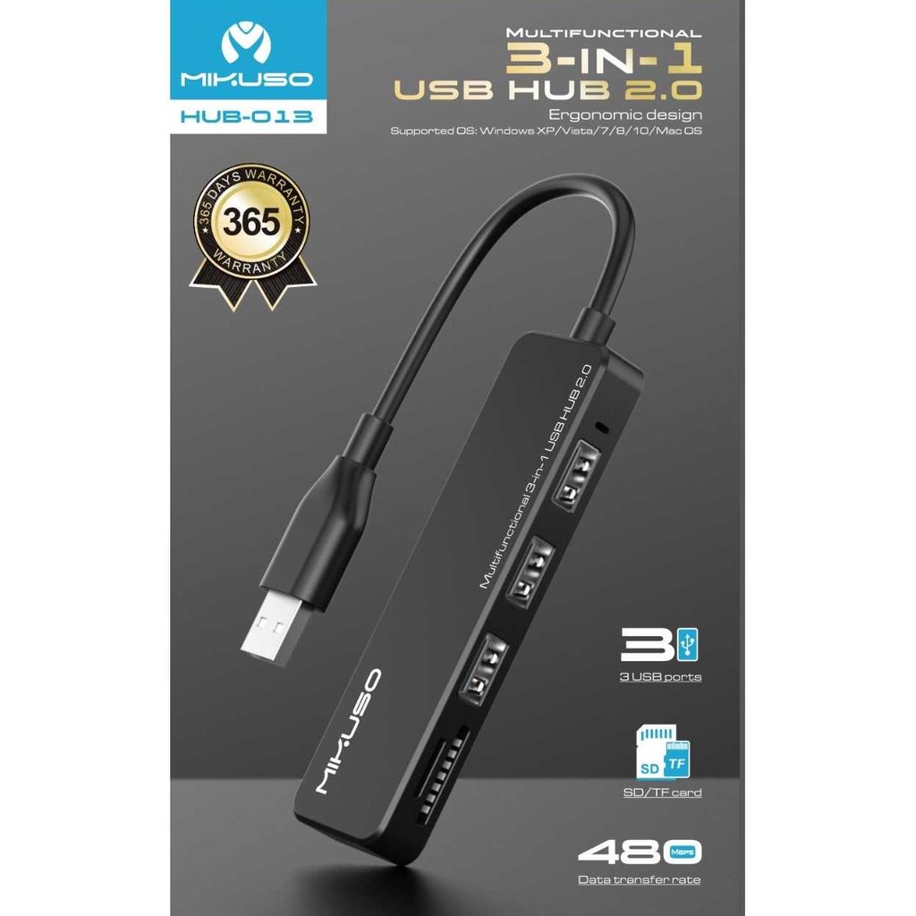 USB HUB 2.0 Nisuta Mikuso HUB 013 USB 3 in 1 Multifunctional