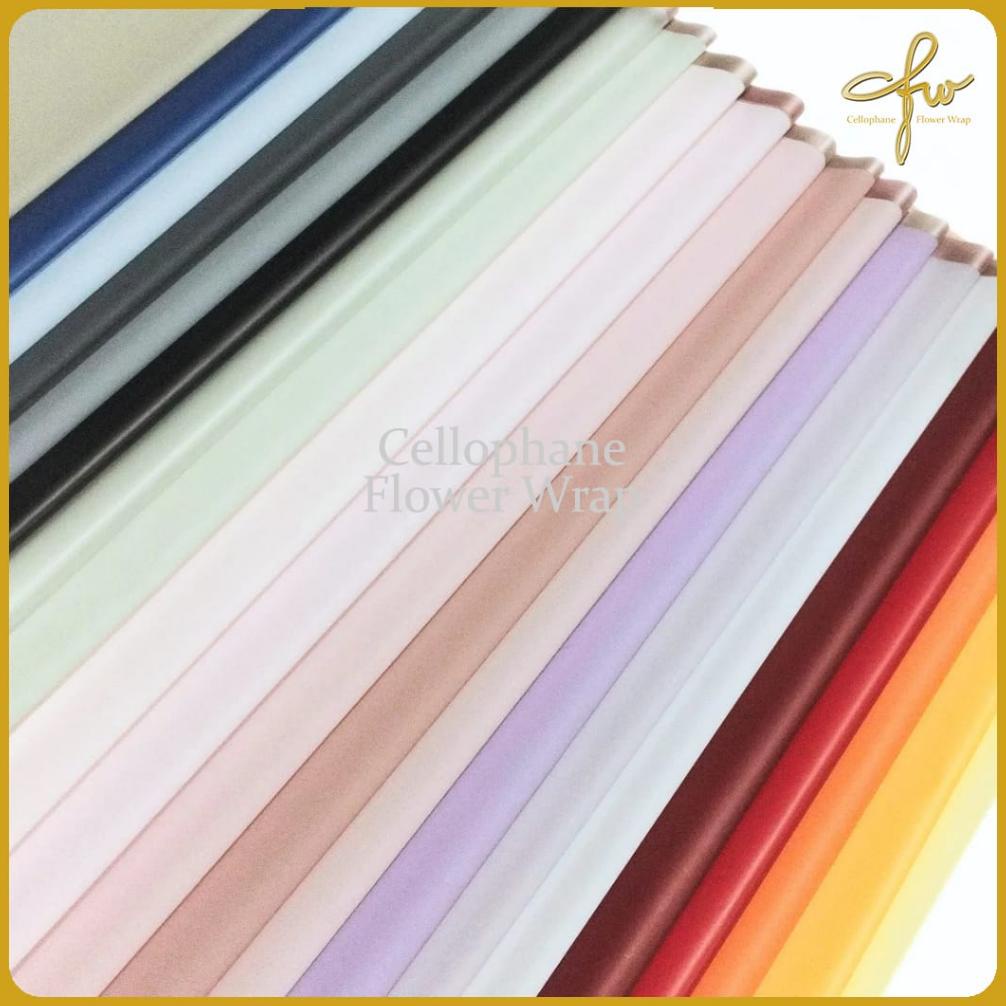 

Ready!!!(COD) Kertas Buket Gold Line Transparant Color Cellophane Flower Wrapping