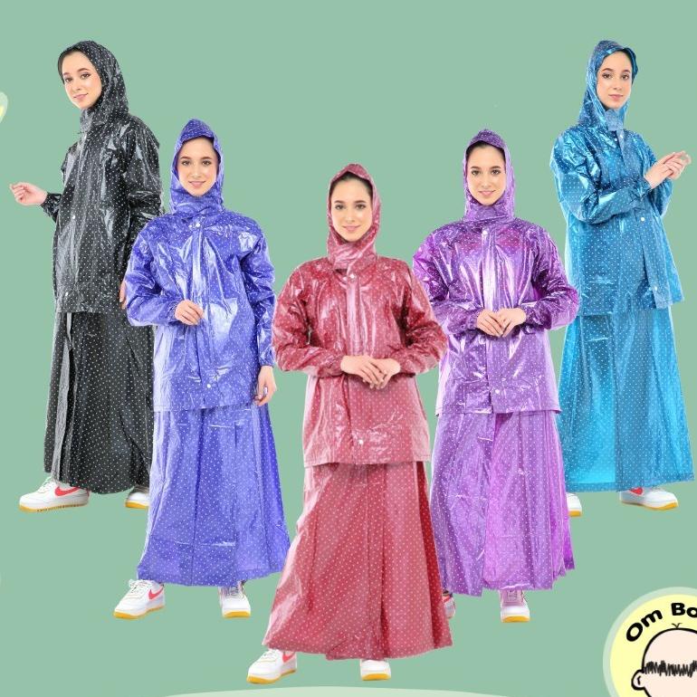 Jas Hujan El Baju Rok Wanita Motif Polkadot - Jas Hujan Rok Onde Merk Plevia 870