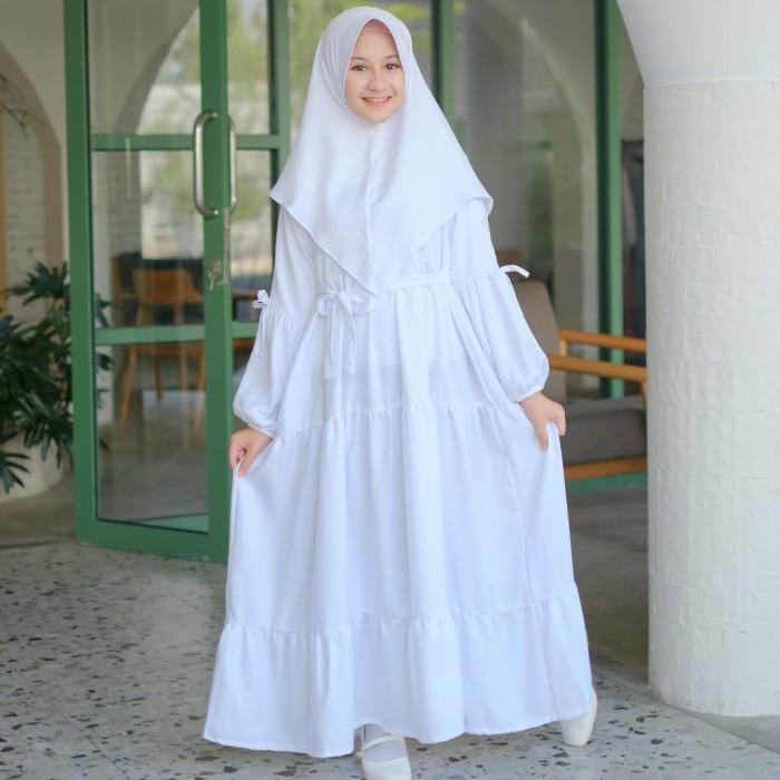 BISA COD - GAMIS PUTIH DELIFA BAJU MUSLIM SERAGAM MANASIK ANAK REMAJA PEREMPUAN