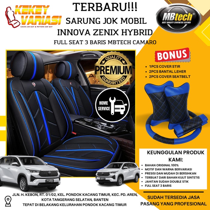 SARUNG JOK MOBIL INNOVA ZENIX HYBRID BAHAN MBTECH CAMARO PREMIUM 100%