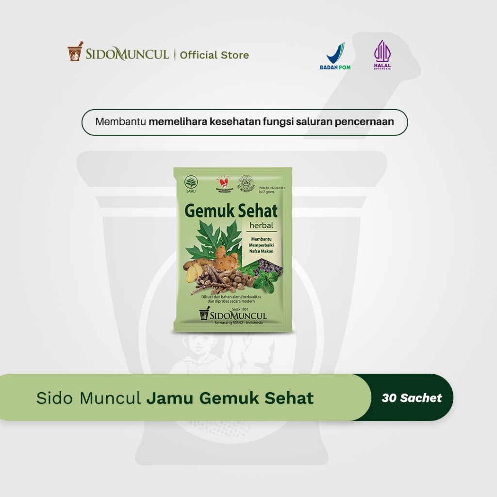 

Sido Muncul Jamu Gemuk Sehat 30's - Herbal Membantu Memperbaiki Nafsu Makan