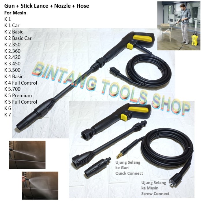 Selang Hose Gun Set Nozzle fot Jet Cleaner Karcher K1 K2 K3 K4 K5
