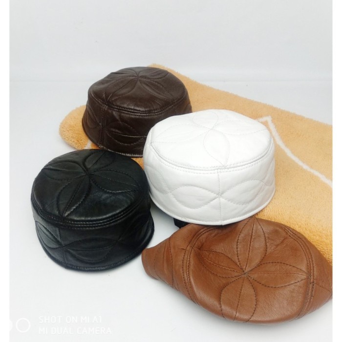 Topi Peci Haji Kulit Asli Pria Model Songkok
