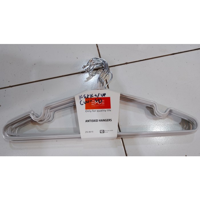 HANGER STAINLESS LAPIS KARET EMJE PREMIUM ANTISKID 1PAK 10PCS