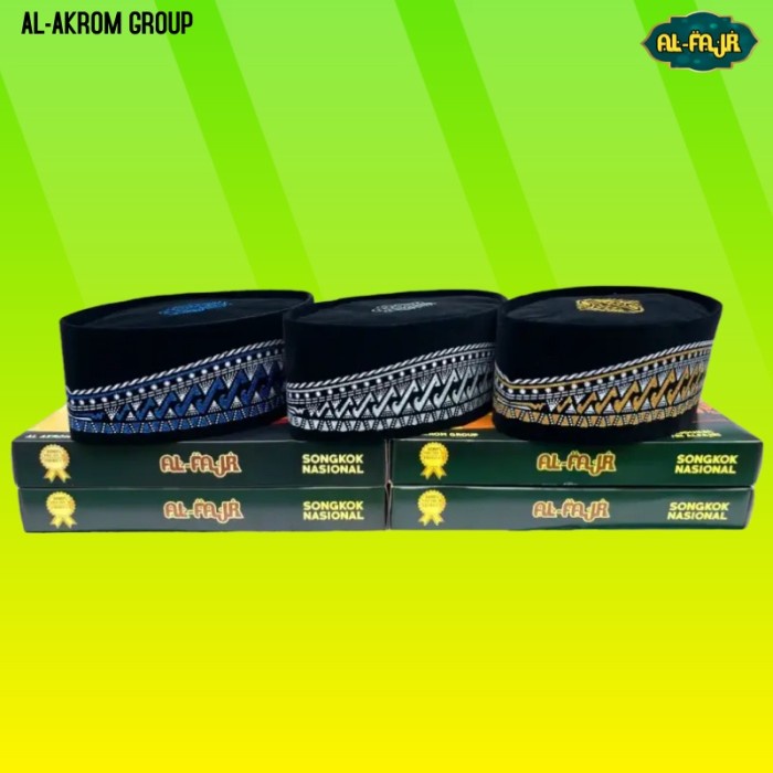 Peci Songkok Kopiah Hitam Motif Batik Biru Anak