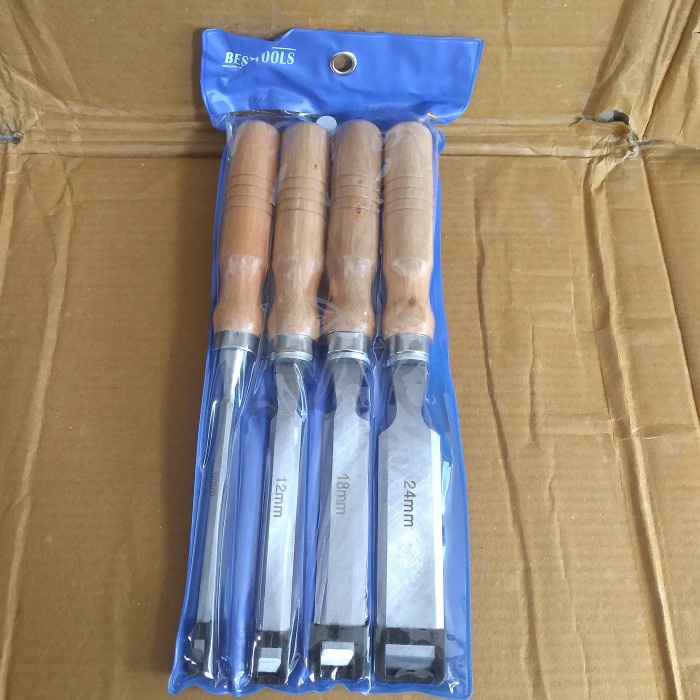 

Pahat Kayu Tatah Wood Chisel Set 4 Pcs Heavy Duty For Woodworking