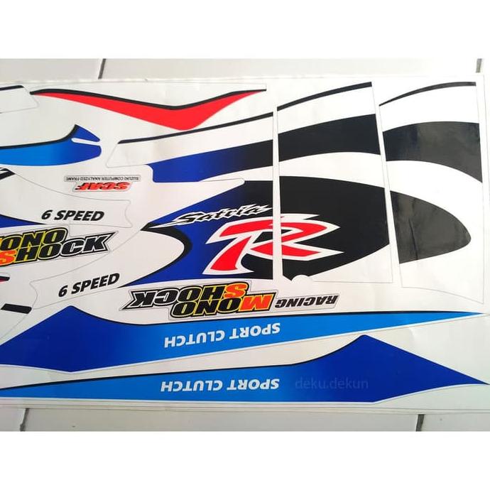 Stiker Striping Satria 2 Tak 2002 Biru Putih Tahan Vernis