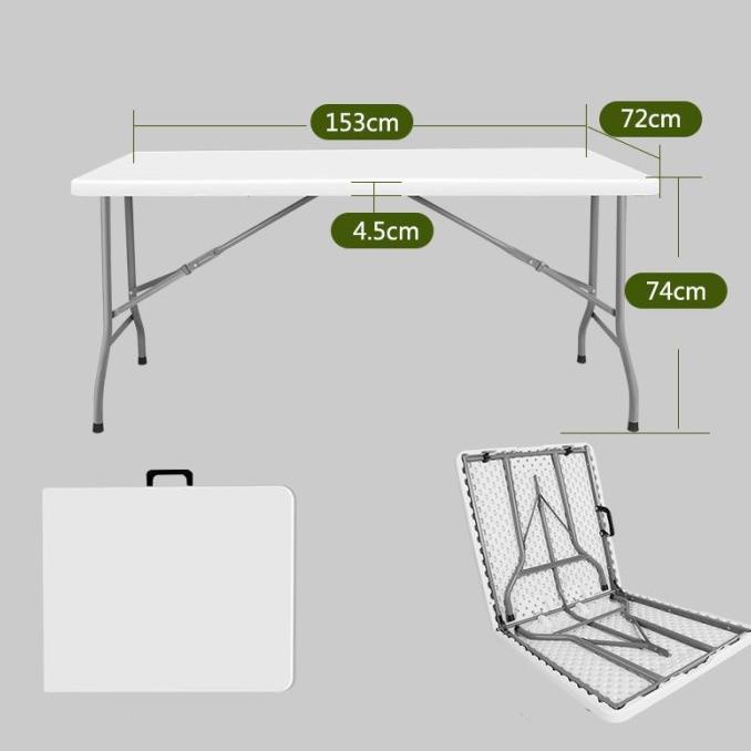 XZ152 meja makan lipat persegi panjang / meja kerja lipat 150cm