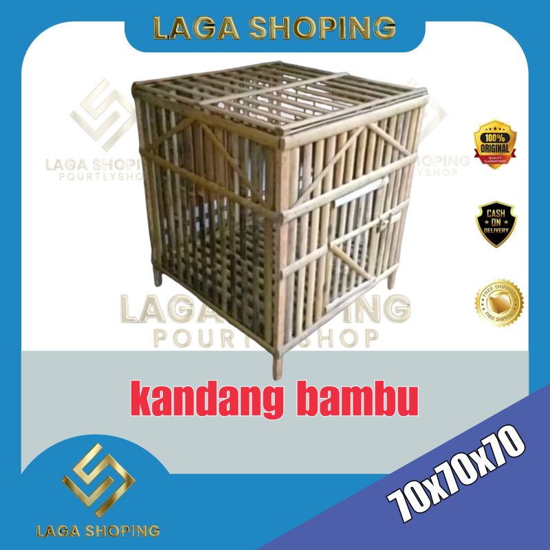kandang kotak bambu ayam tarung kelinci 70 70 80