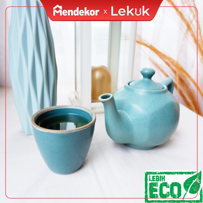LEKUK SEMUA POTTERY TEKO TEH TEA POT KOPI BIRU UNIK GELAS MUG KERAMIK
