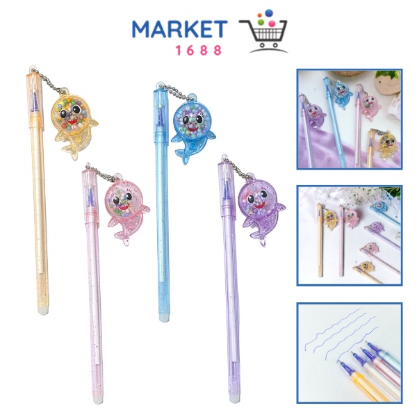 

Market1688 Pena Glitter Shark Pulpen Gantung pom-pom Karakter Hiu Blue Ink Gel Bisa di Hapus Bolpen warna warni bola salju Cute Alat Tulis Sekolah Kantor Souvenir
