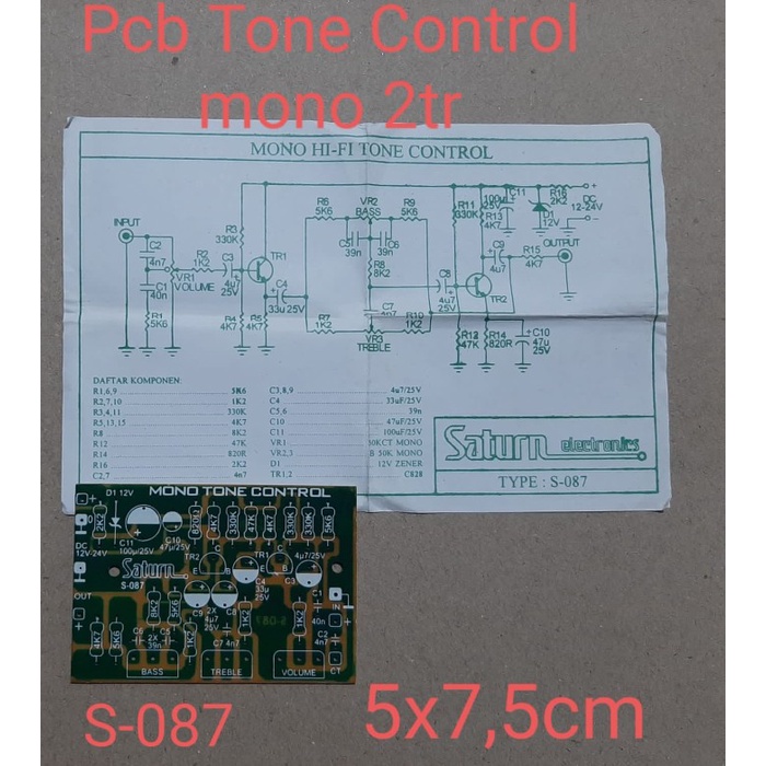 .........] PCB Tone Control Mono 2 TR pcb mono hifi tone control s-087