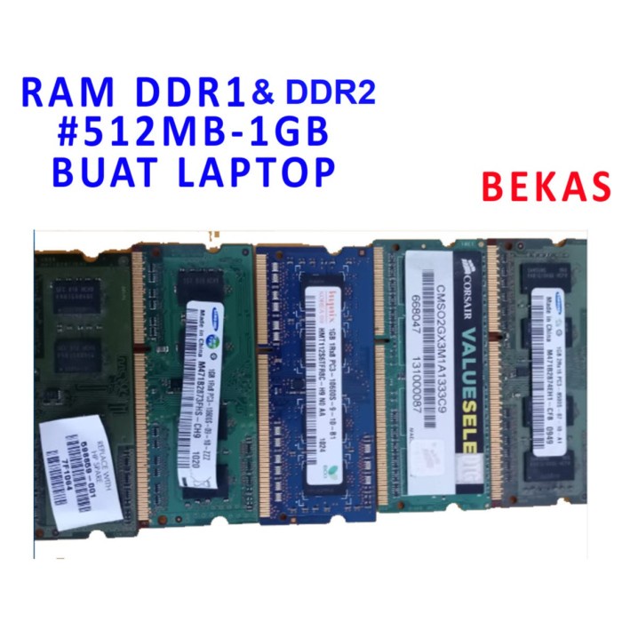 MEMORY RAM DDR1 - DDR2 512 - 1GB BEBERAPA MERK BUAT LAPTOP  DDR2 512MB