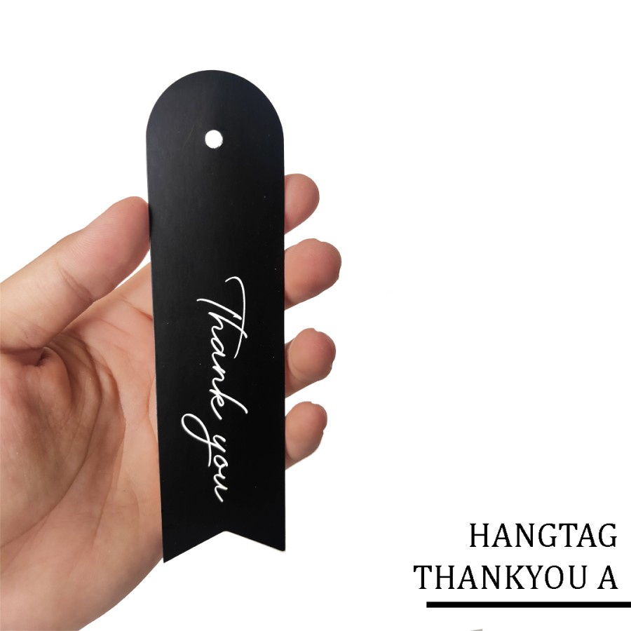 

10 pcs hangtag ribbon black tag kardus thank you A size 15 x 4 cm