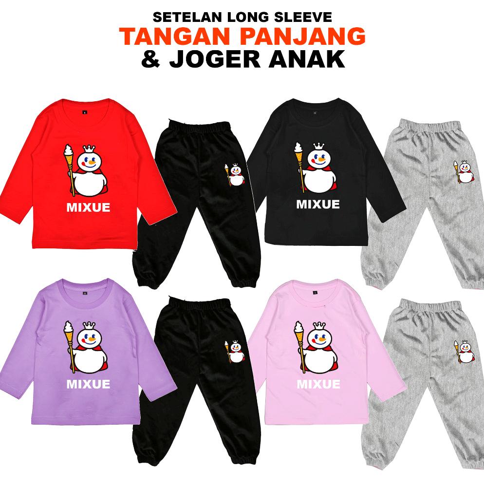 Baju Setelan Kaos Panjang Anak Mixue 1-9 Tahun Baju kaos Anak Cewek