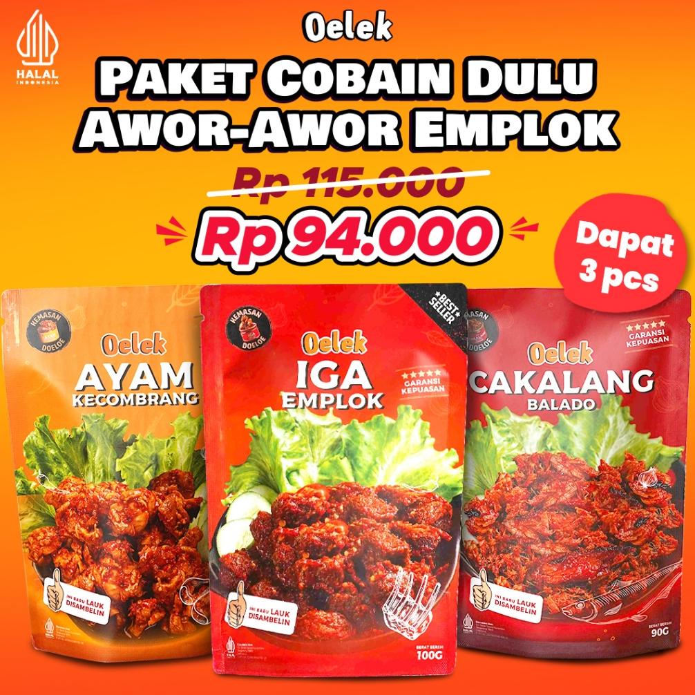 

Ready Paket Cobain Dulu Awor-Awor Emplok / Iga Mercon / Iga Sambal / Oseng Iga / Cakalang Balado / Ayam Kecombrang