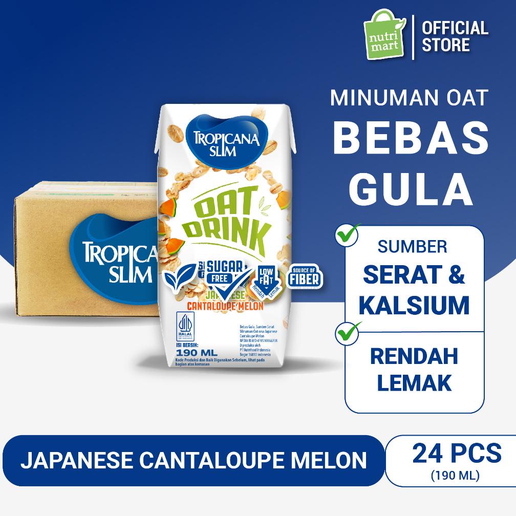 

Ready 1 Karton - Tropicana Slim Oat Drink Japanese Cantaloupe Melon 190 ml (RTD) - Minuman Oat Vegan Plant Based Bebas Gula
